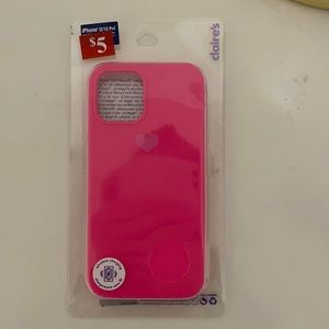 Claires neon pink Iphone 12/12 pro phone case